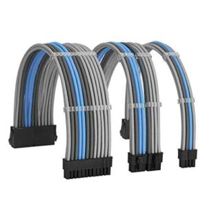 Power Supply Sleeved Extension Cable Kit Light Blue & Grey